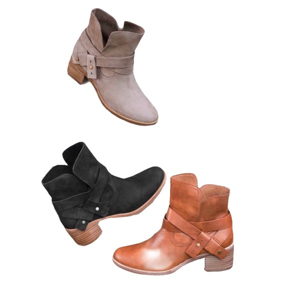 new UGG® Australia ✪ Suede Wrap Strap Ankle Boot Bootie ✪ Light Brown ✪ 9M - Picture 3 of 12